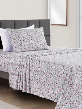 Sunham Microfiber Printed 3-Pc.Sheet Set, Twin Sketch Floral 734737733381